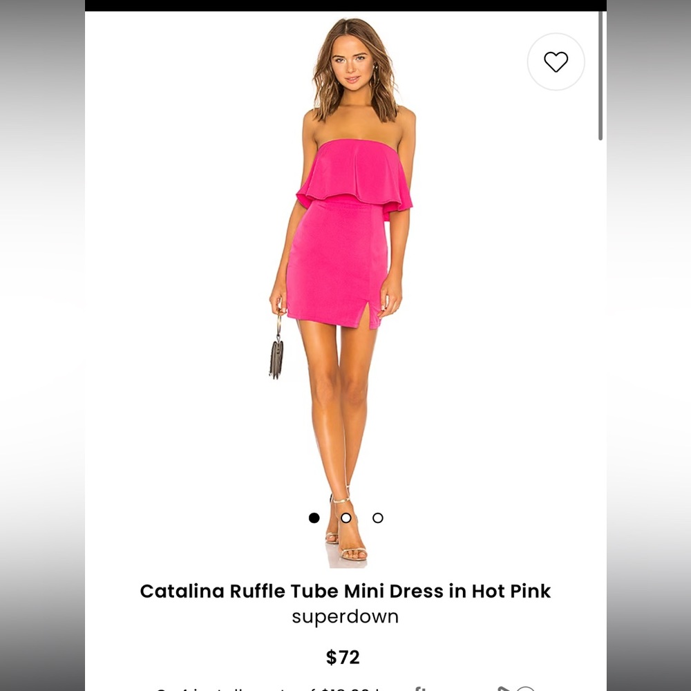 superdown Hot Pink Strapless Ruffle Tube Mini Dress